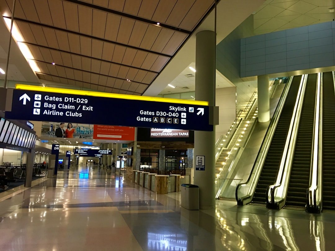 Stainless steel handrails in a public terminal