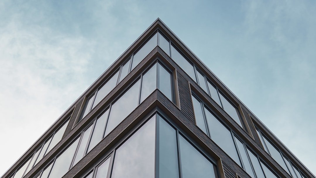 Aluminium doors and windows on modern office building in India
