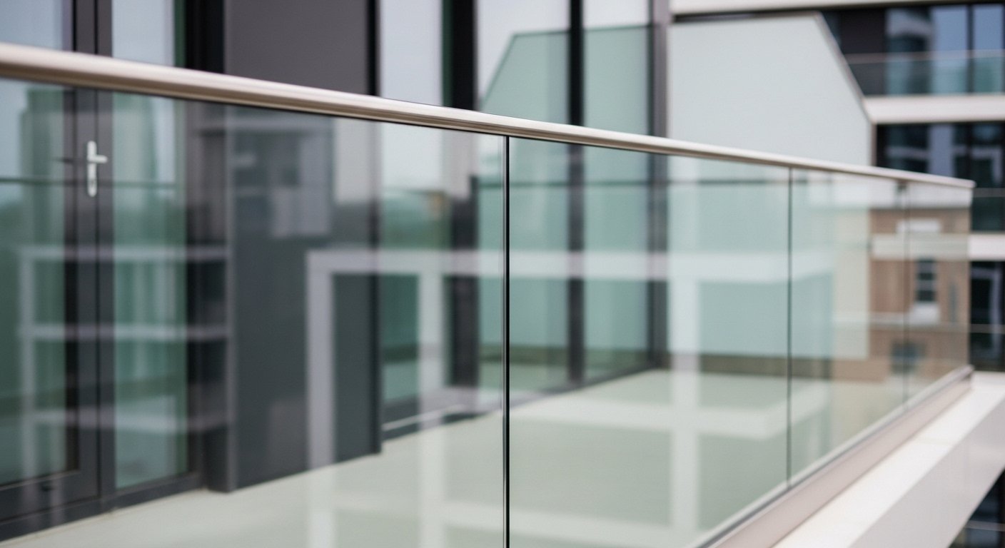 Aluminium railing system India — glass railing institutional project