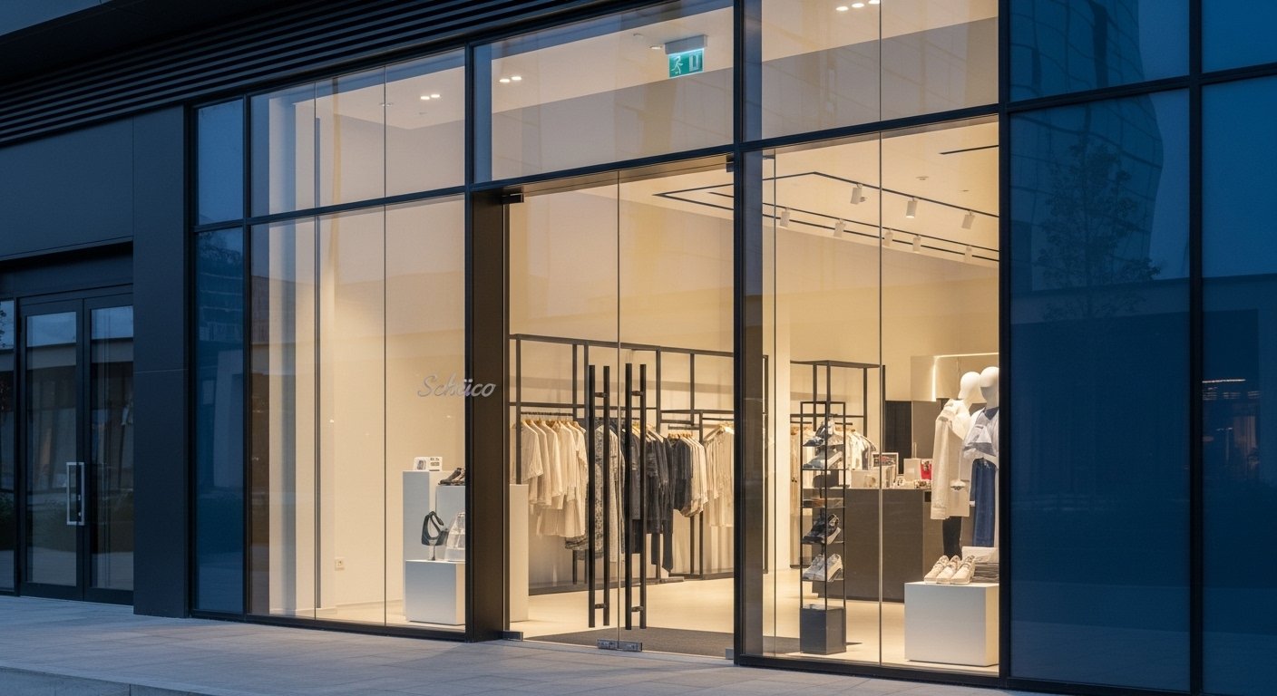 Aluminium shop frames India — retail commercial installation