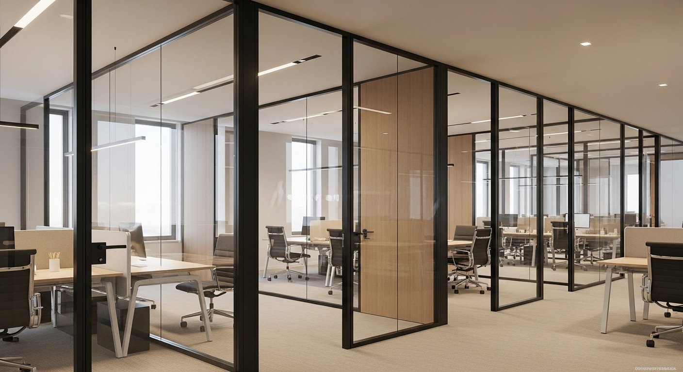 Framed glass partition system India — institutional project supply