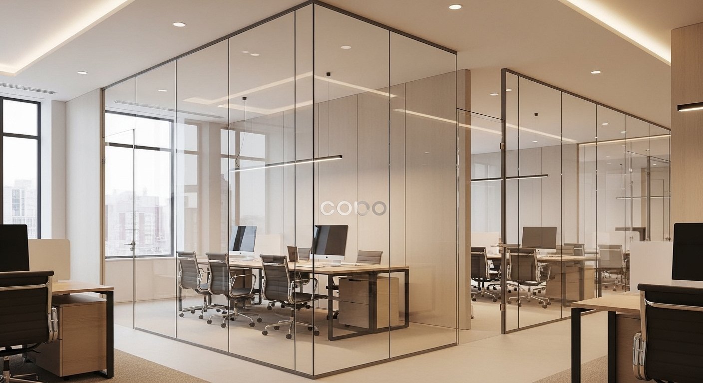 Frameless glass partitions India — corporate office large-scale installation