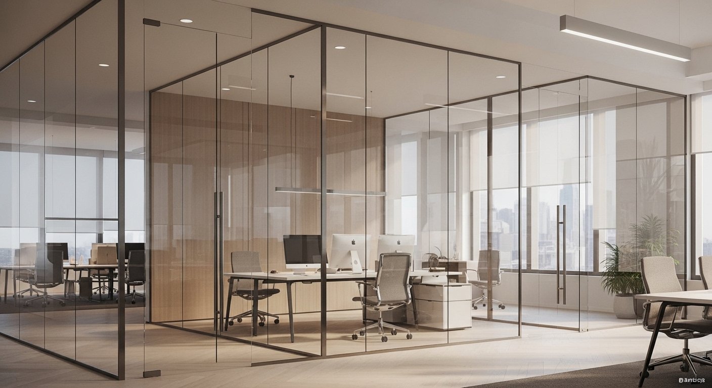 Frameless glass partition system India — institutional building supply