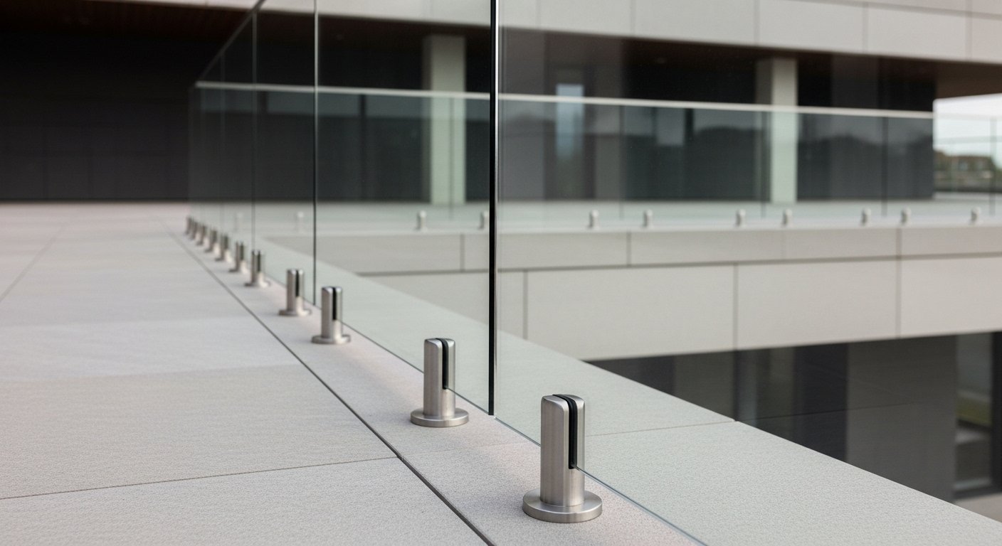 Glass railing system India — semi-frameless high-rise tower installation