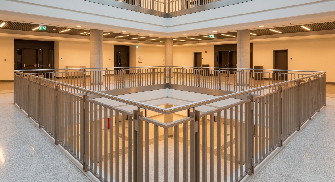 Stainless steel railing satin finish for commercial staircase
