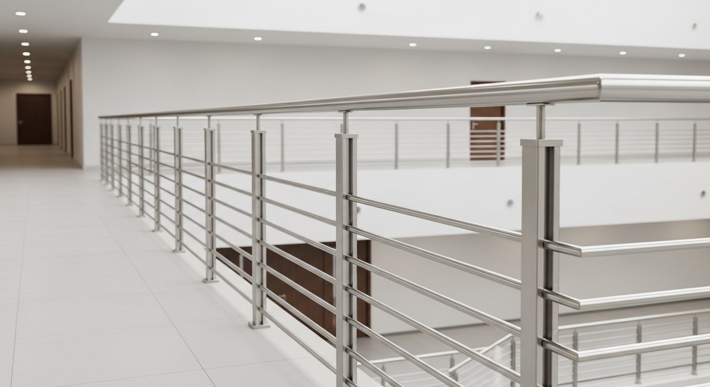 Stainless steel railing system India — atrium institutional project SS 316